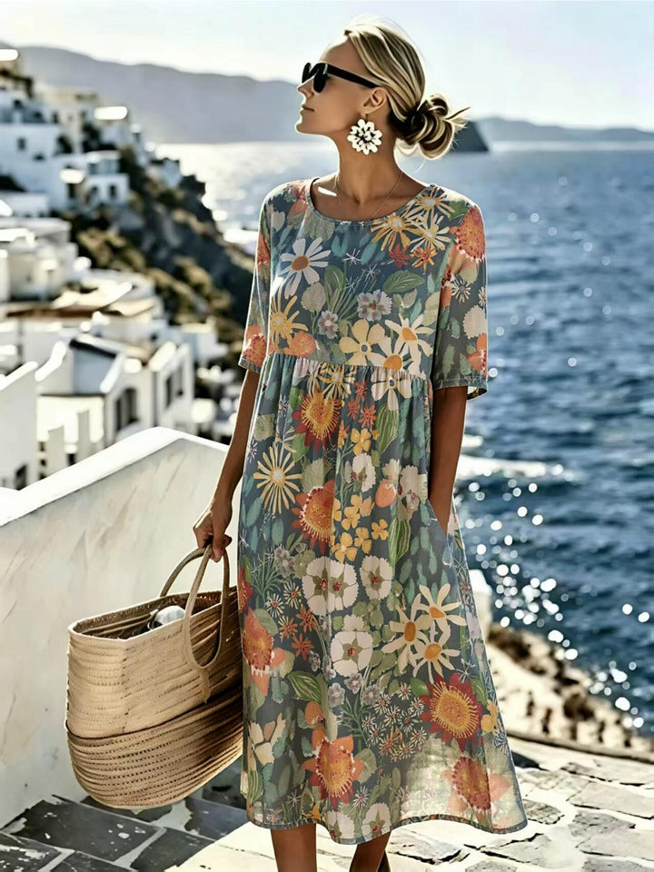 Evie™ - Vestido Floral Elegante para el Verano en Longitud Midi