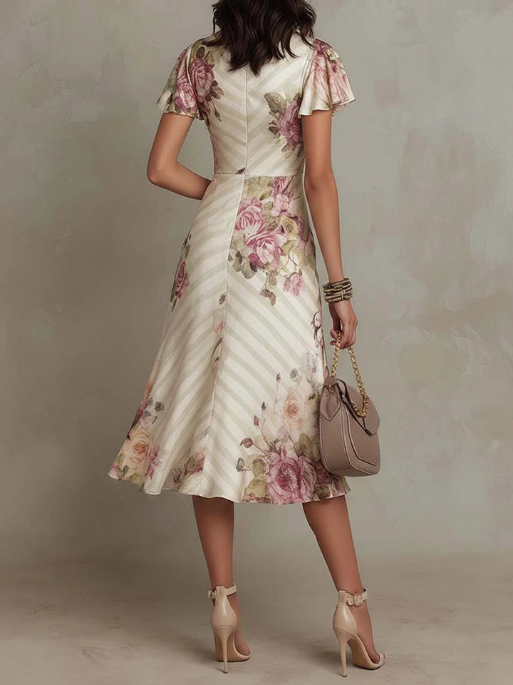 Alba | Elegante Vestido Midi Floral de Satén