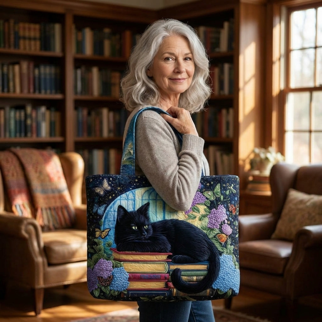 Bolsa Artesanal - Gato Negro sobre Libros