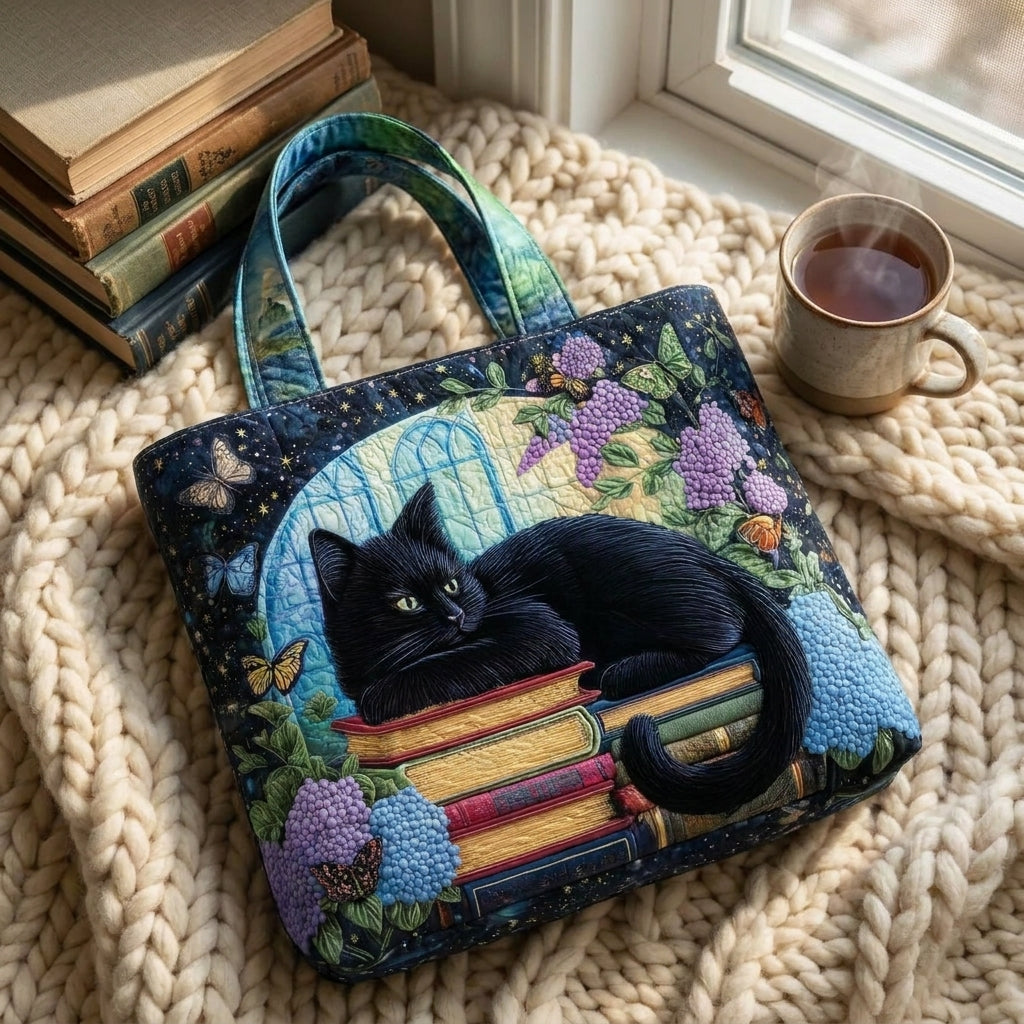 Bolsa Artesanal - Gato Negro sobre Libros