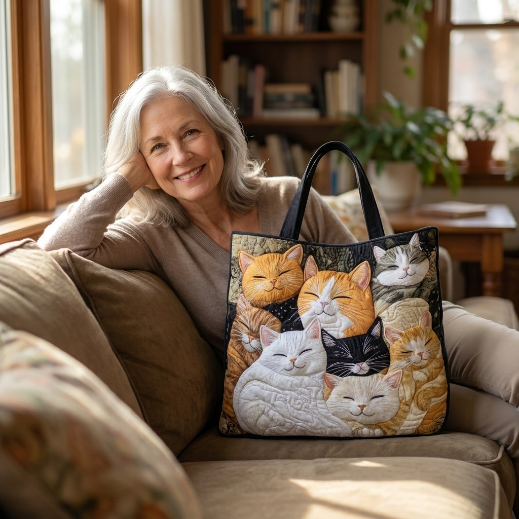 Bolsa Acolchada Artesanal - Gatitos Durmiendo