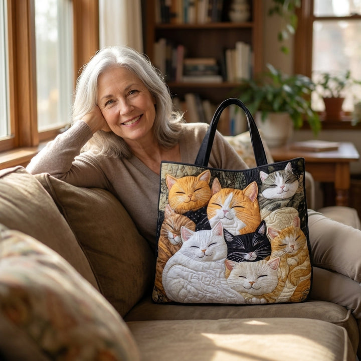Bolsa Acolchada Artesanal - Gatitos Durmiendo
