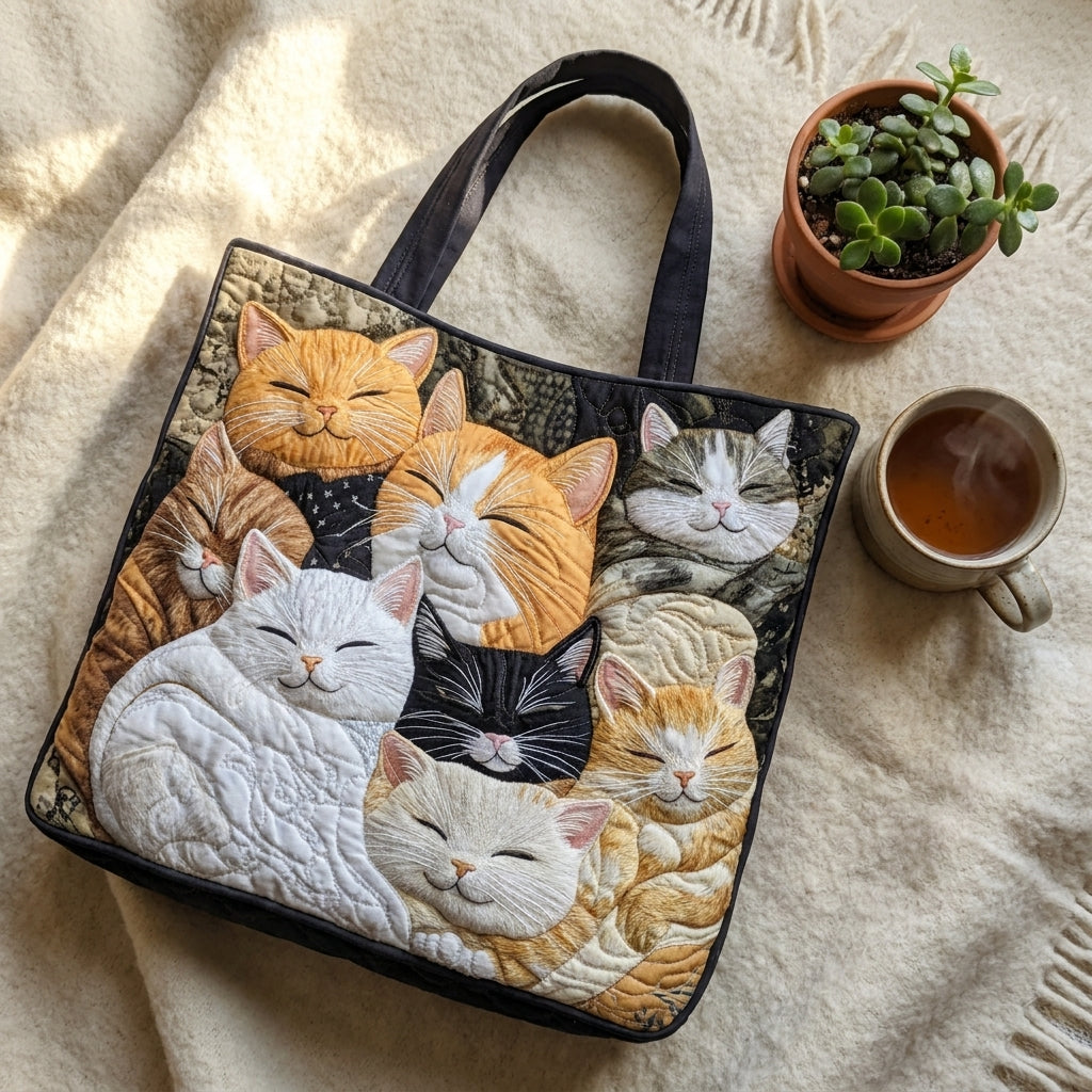 Bolsa Acolchada Artesanal - Gatitos Durmiendo