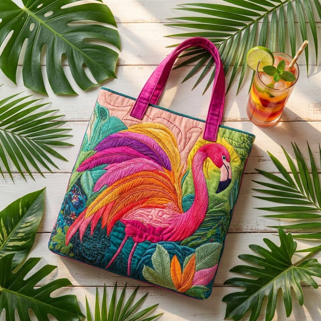 Bolsa Tote Acolchada - Flamenco Arcoíris