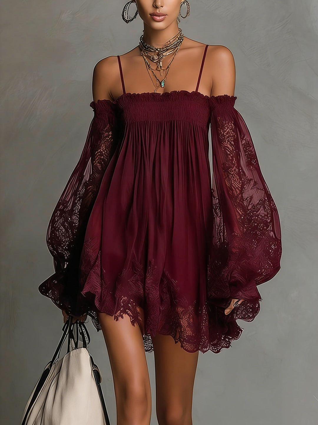 Noemi | Vestido Mini de Chiffon Azul Marino