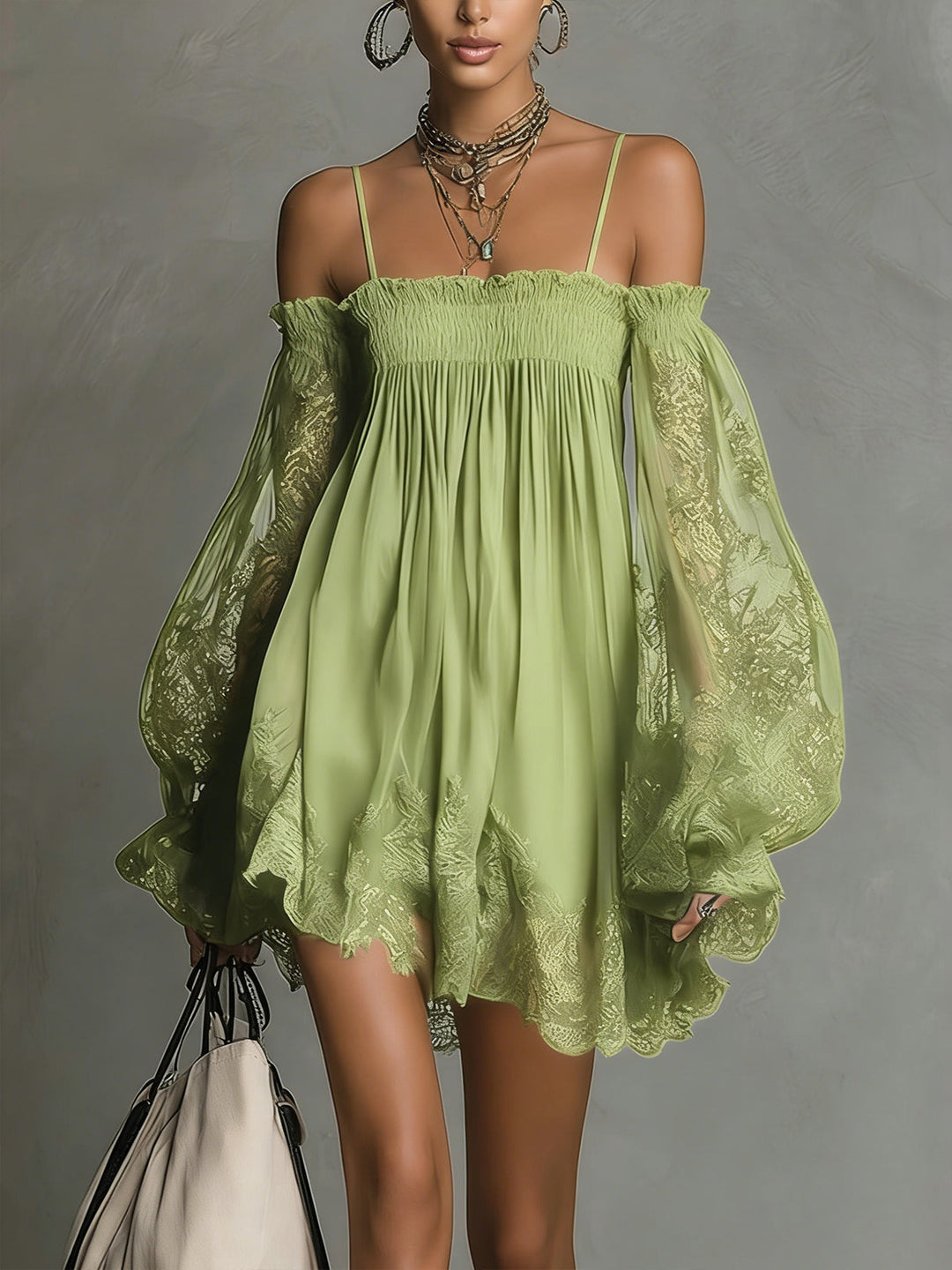 Noemi | Vestido Mini de Chiffon Azul Marino