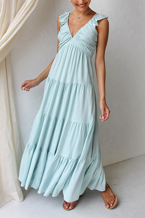 Juliet | Vestido Maxi con Volantes y Escote en V
