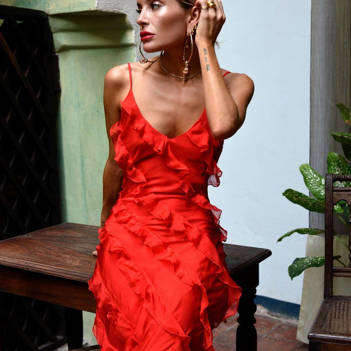 Zara - Vestido Maxi con Volantes