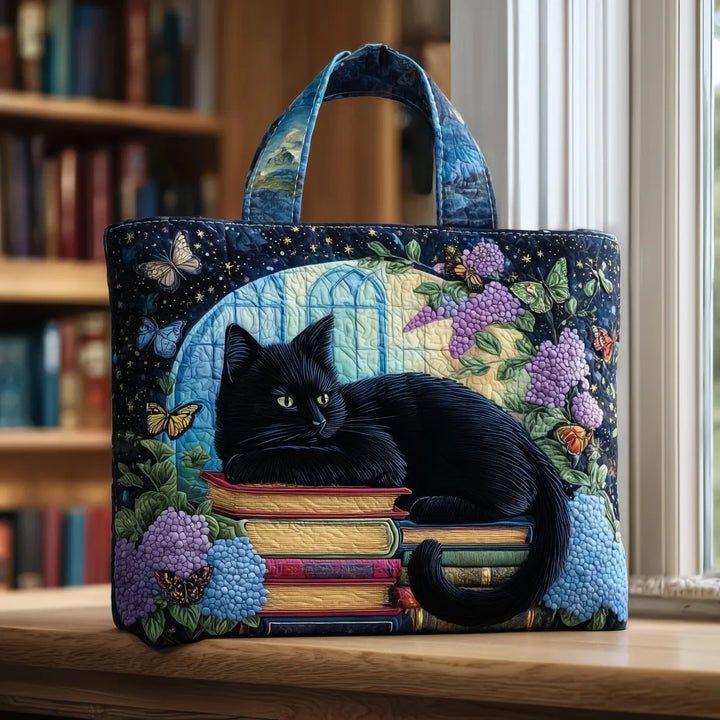 Bolsa Artesanal - Gato Negro sobre Libros