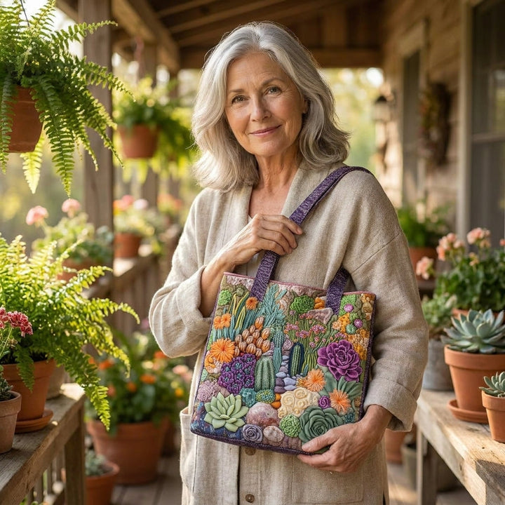 Bolsa Tote Artesanal - Jardín de Suculentas