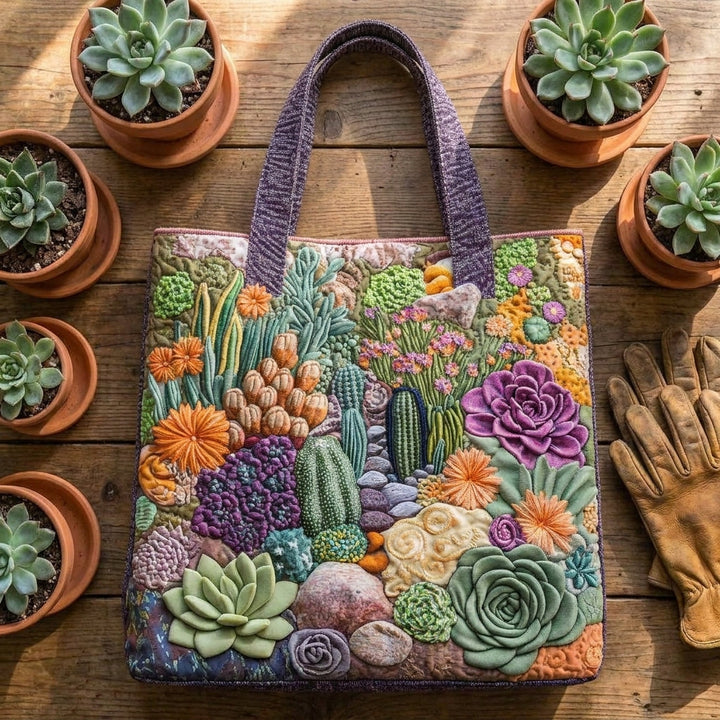 Bolsa Tote Artesanal - Jardín de Suculentas