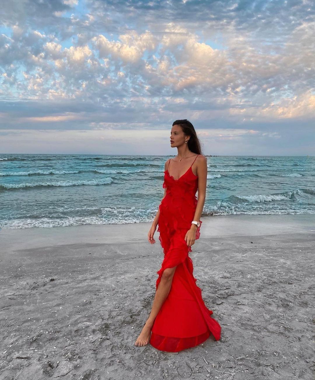 Zara - Vestido Maxi con Volantes