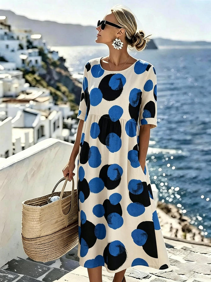 Celeste™ | Vestido Midi con Lunares Costero