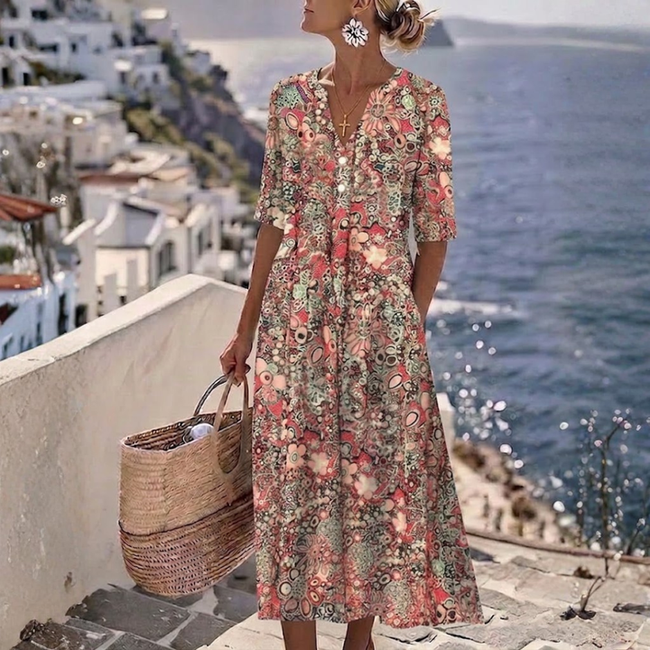 Janice™ | Vestido Midi Elegante de Verano con Cobertura para el Abdomen