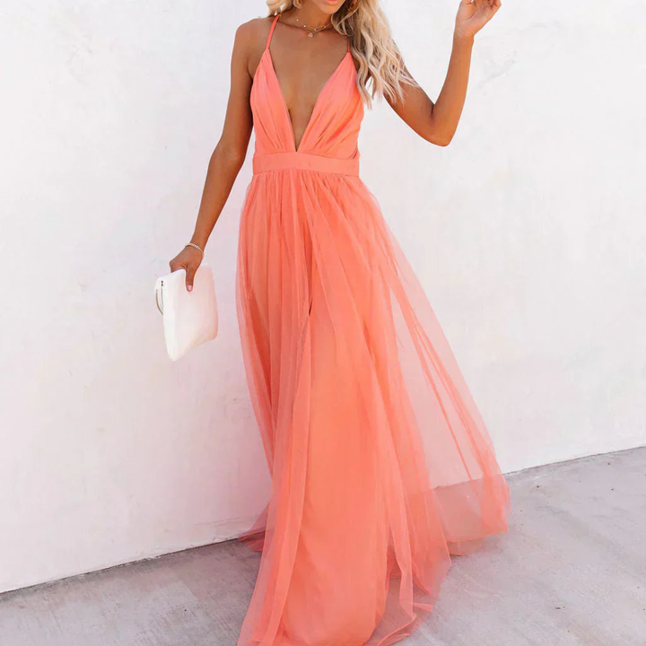 Vestido Maxi de Color Coral Willow