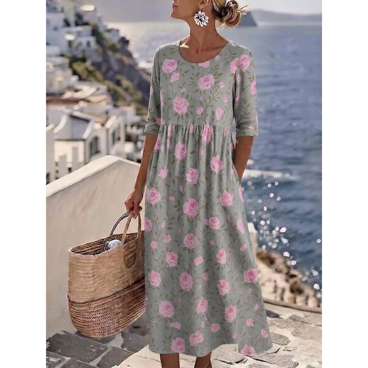 Sophia™ - Elegante Vestido Midi Floral de Verano