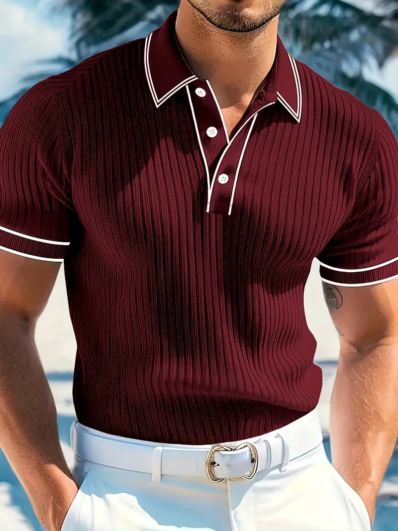 Lucian | Camisa Polo de Manga Corta con Bloques de Color
