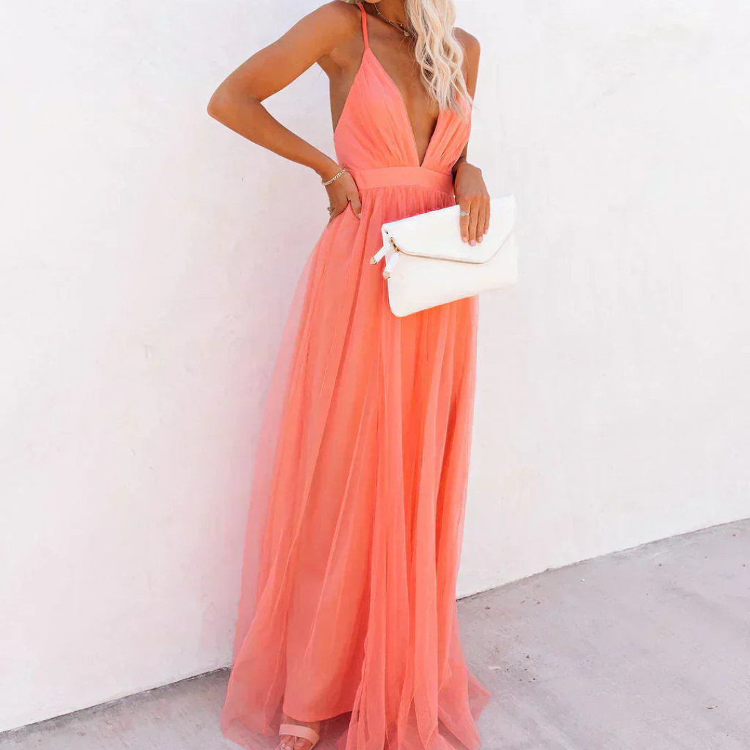 Vestido Maxi de Color Coral Willow