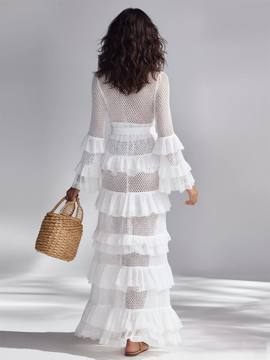 Freya - Cárdigan de Crochet Blanco Claro para Mujeres