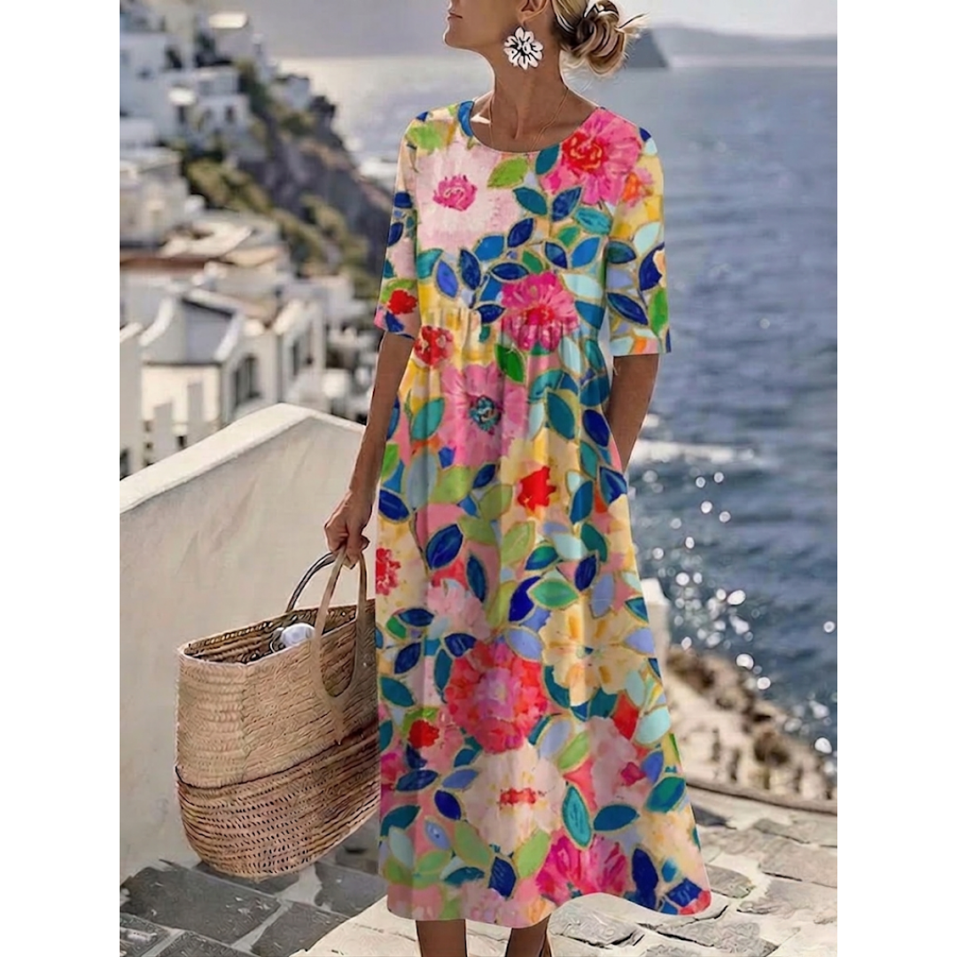 Aurelia™ - Elegante Vestido Midi Floral de Verano