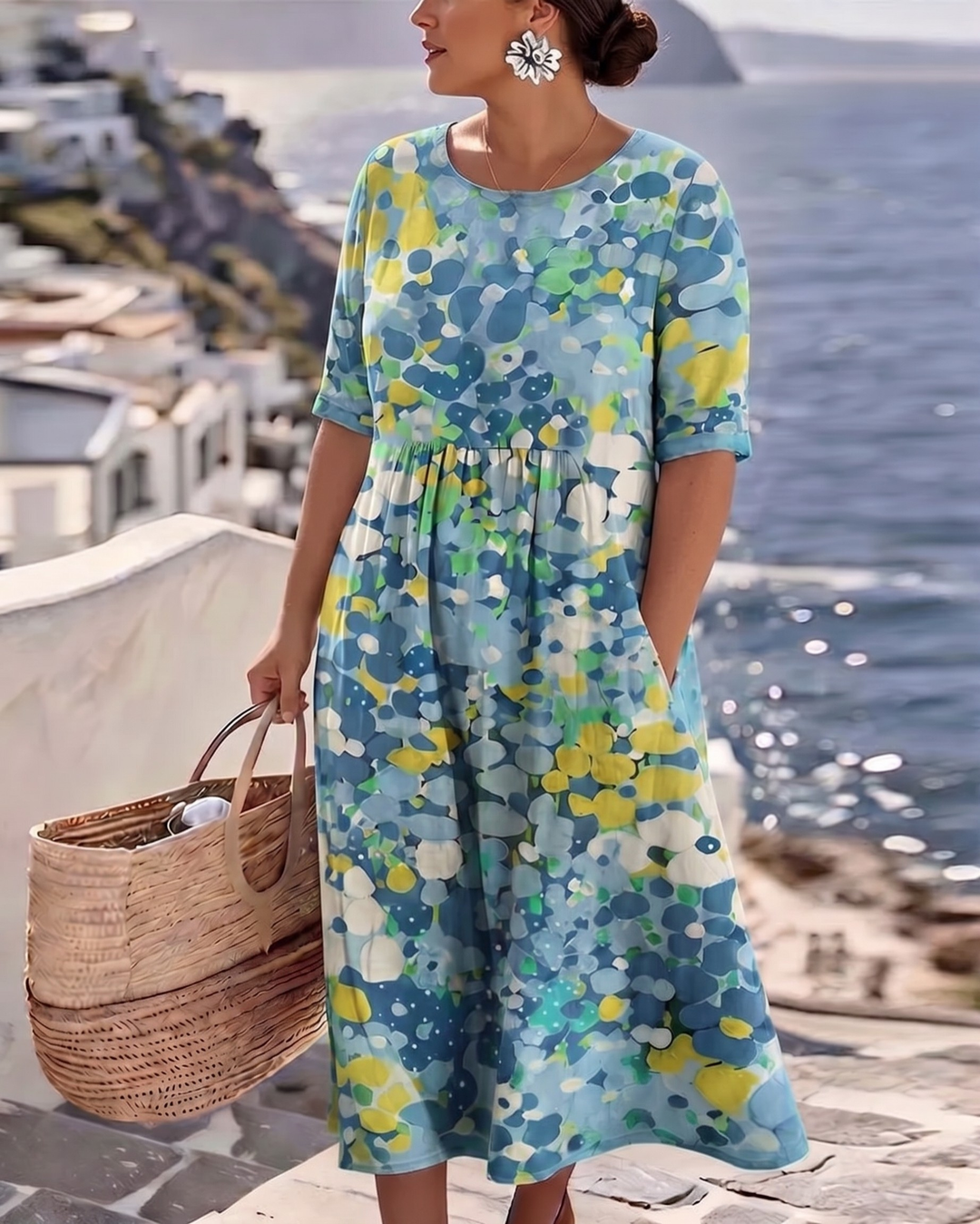 Elena™ - Vestido Floral Elegante para el Verano en Largo Midi