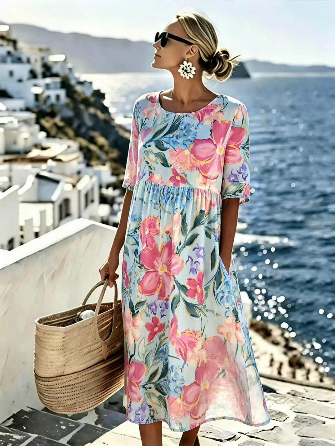 Evie™ - Vestido Floral Elegante para el Verano en Longitud Midi