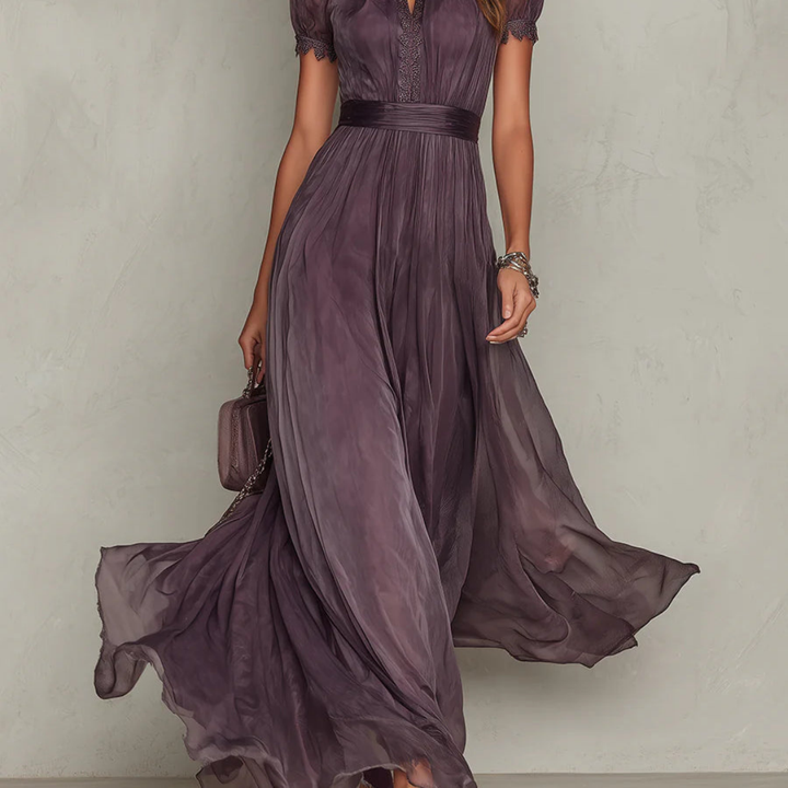 Vivienne | Vestido Maxi con Detalles de Encaje en Chifón