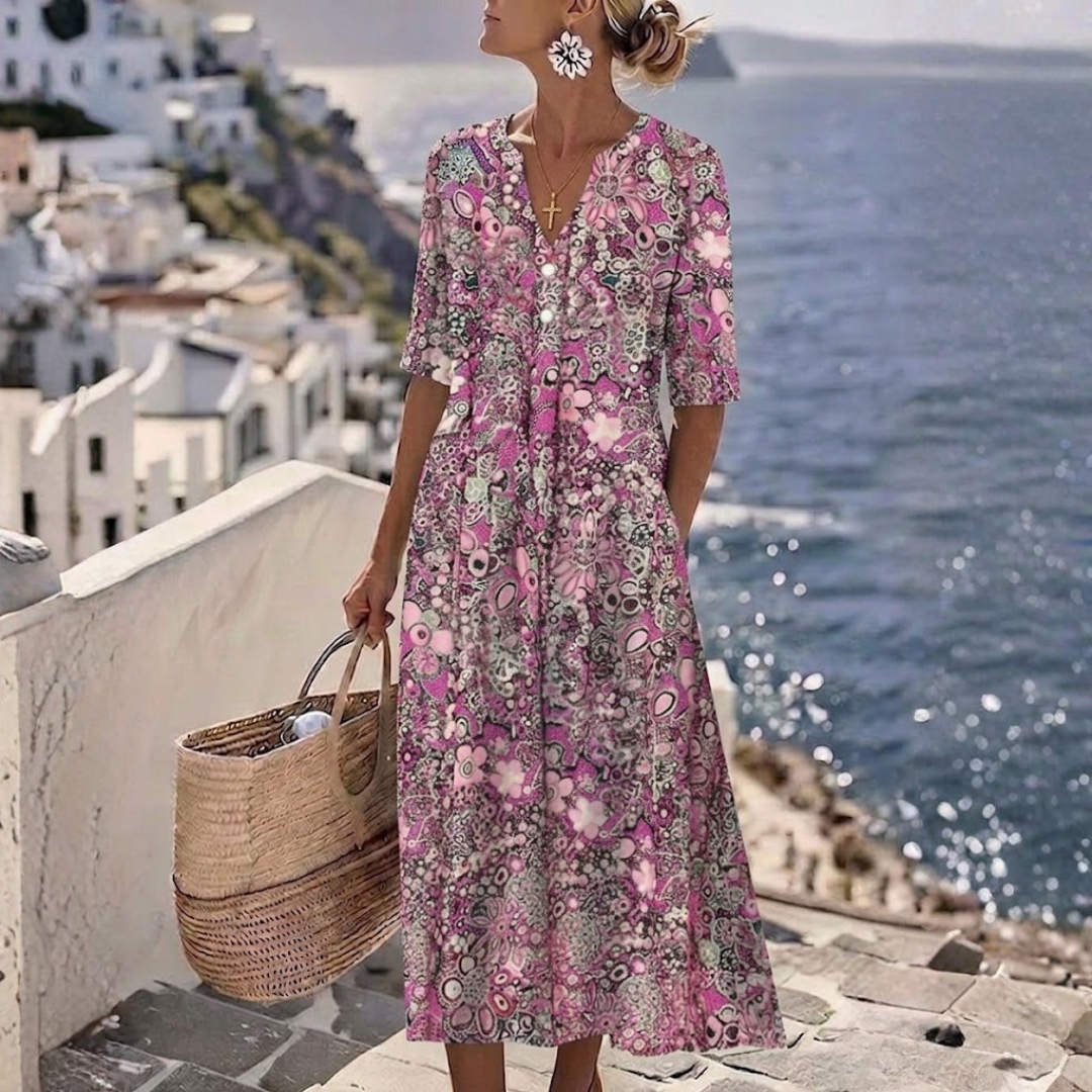 Janice™ | Vestido Midi Elegante de Verano con Cobertura para el Abdomen