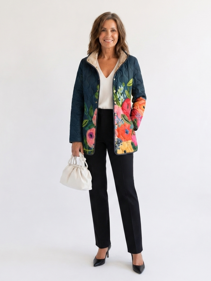 Valcor | Chaqueta Acolchada con Flores Pintadas Camille