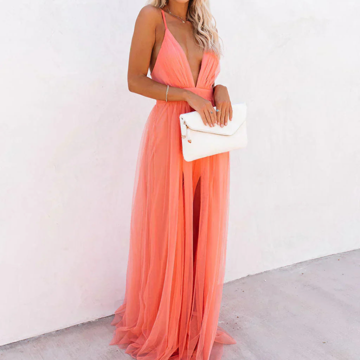 Vestido Maxi de Color Coral Willow