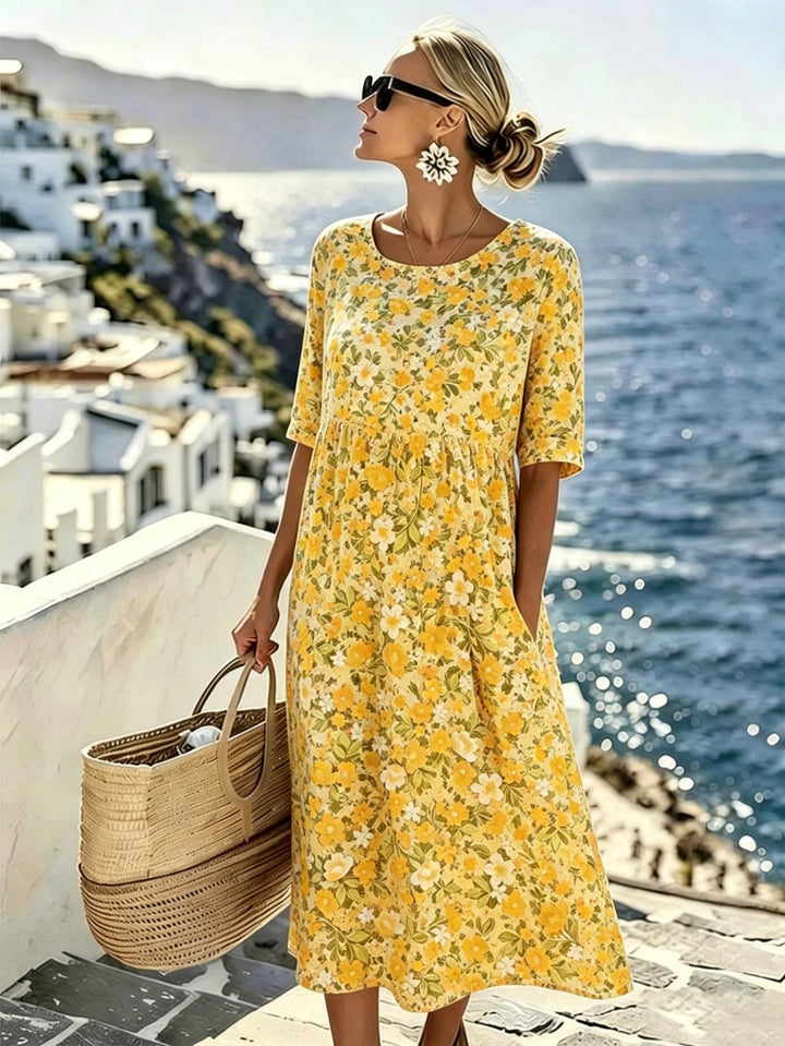 Marigold™ | Vestido Midi Pradera de Flores Silvestres