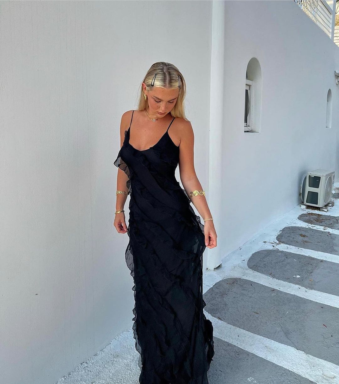 Zara - Vestido Maxi con Volantes