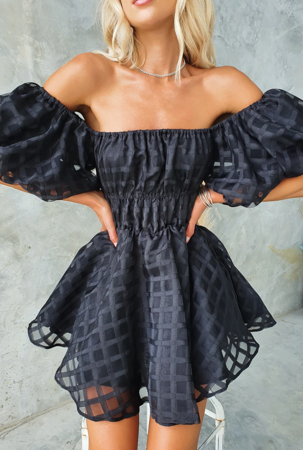 Evie - Vestido Mini de Manga Abullonada