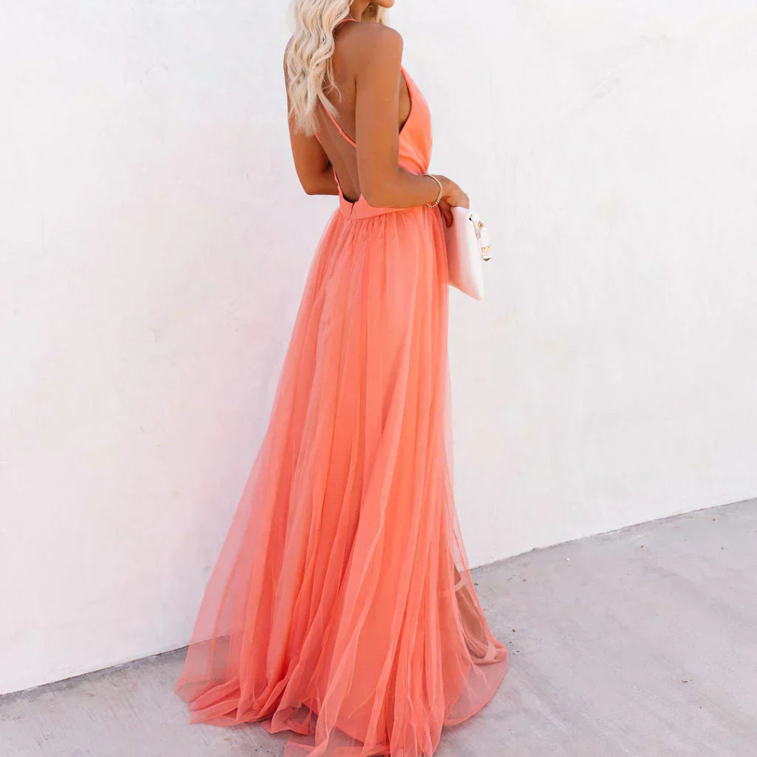 Vestido Maxi de Color Coral Willow