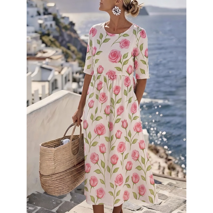 Sophia™ - Elegante Vestido Midi Floral de Verano