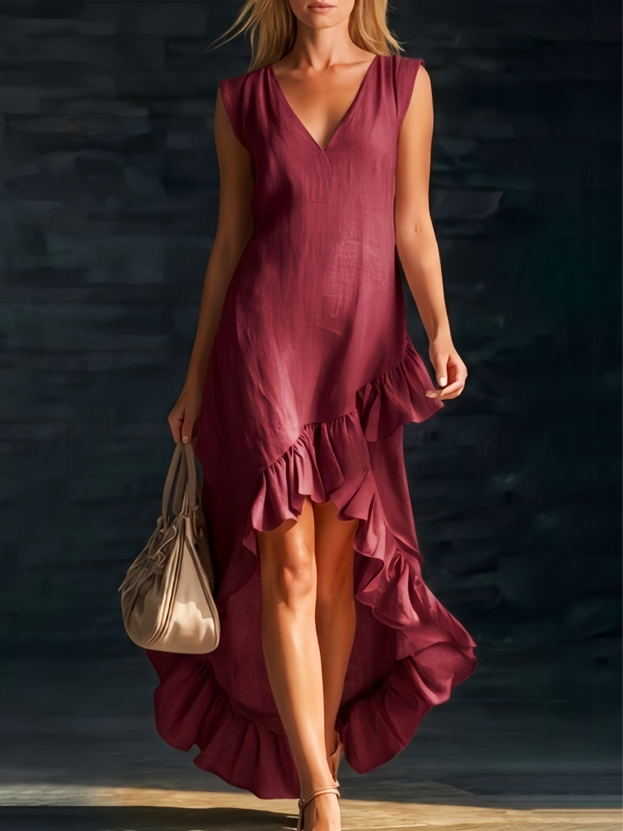Sienna | Vestido Boho de Camisa con Volantes de Corte Alto-Bajo