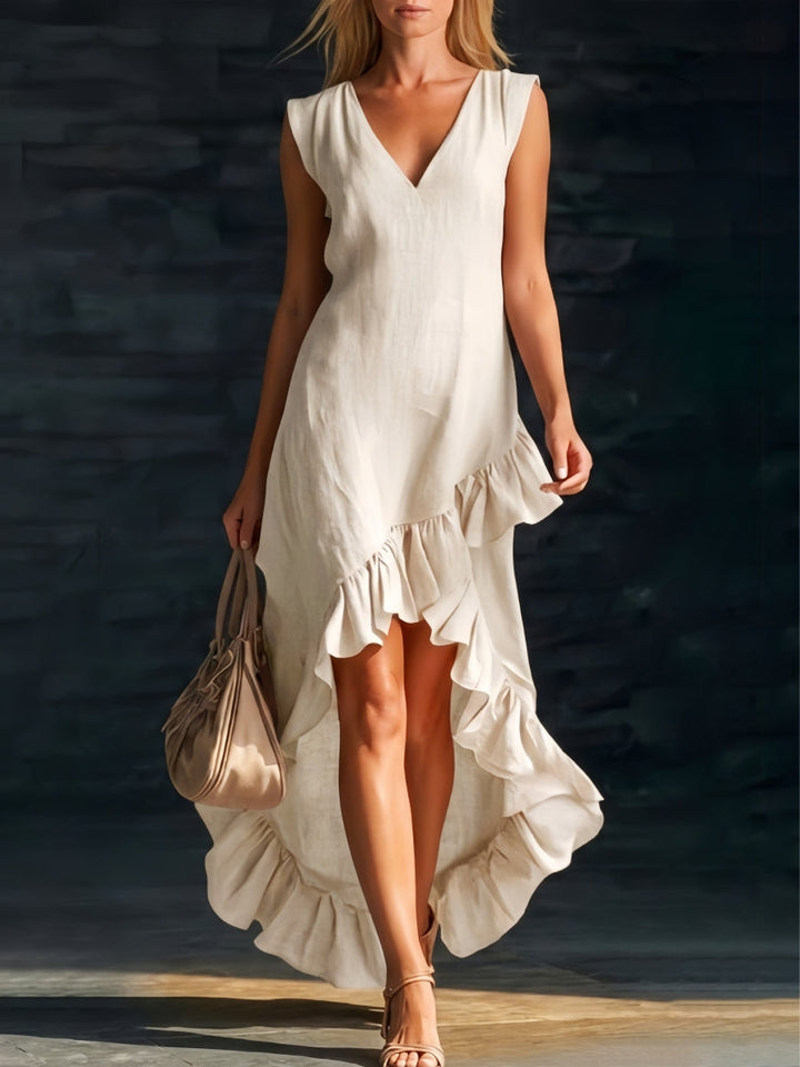 Sienna | Vestido Boho de Camisa con Volantes de Corte Alto-Bajo