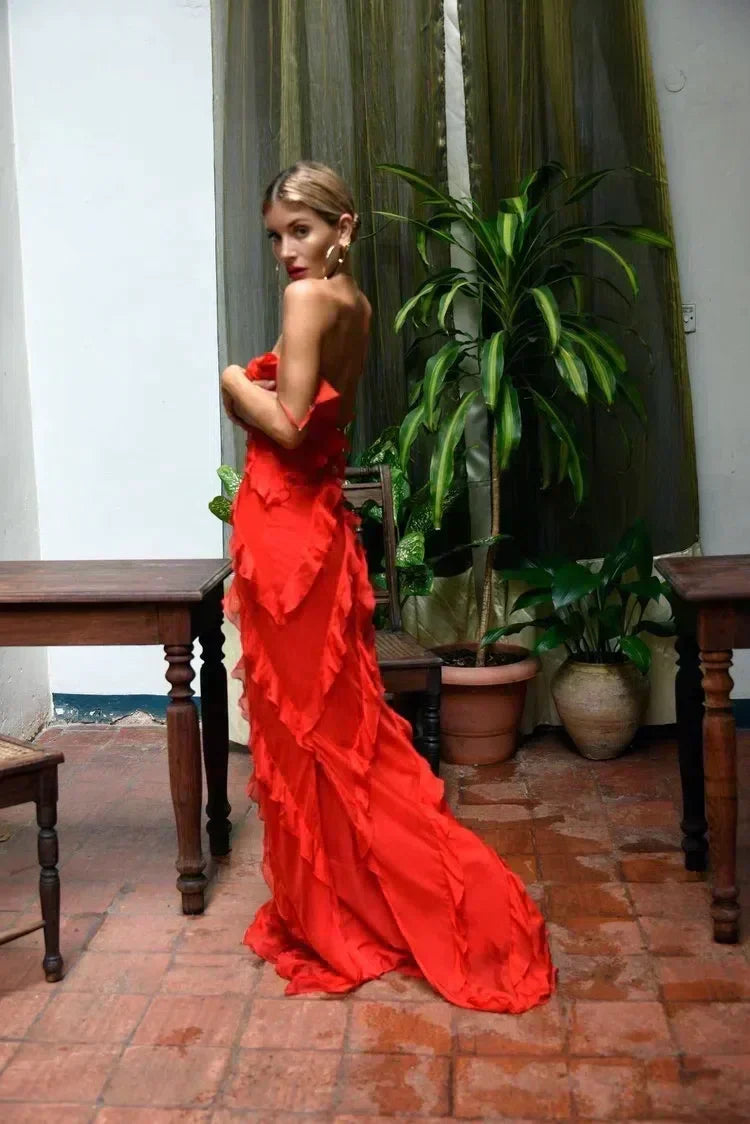 Zara - Vestido Maxi con Volantes