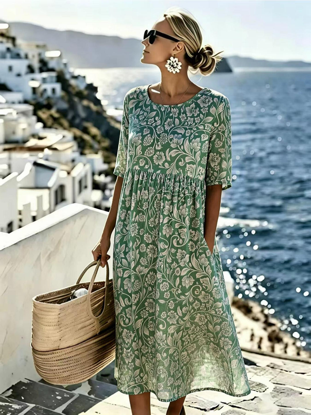 Amelia™ - Vestido Midi Floral Elegante de Verano