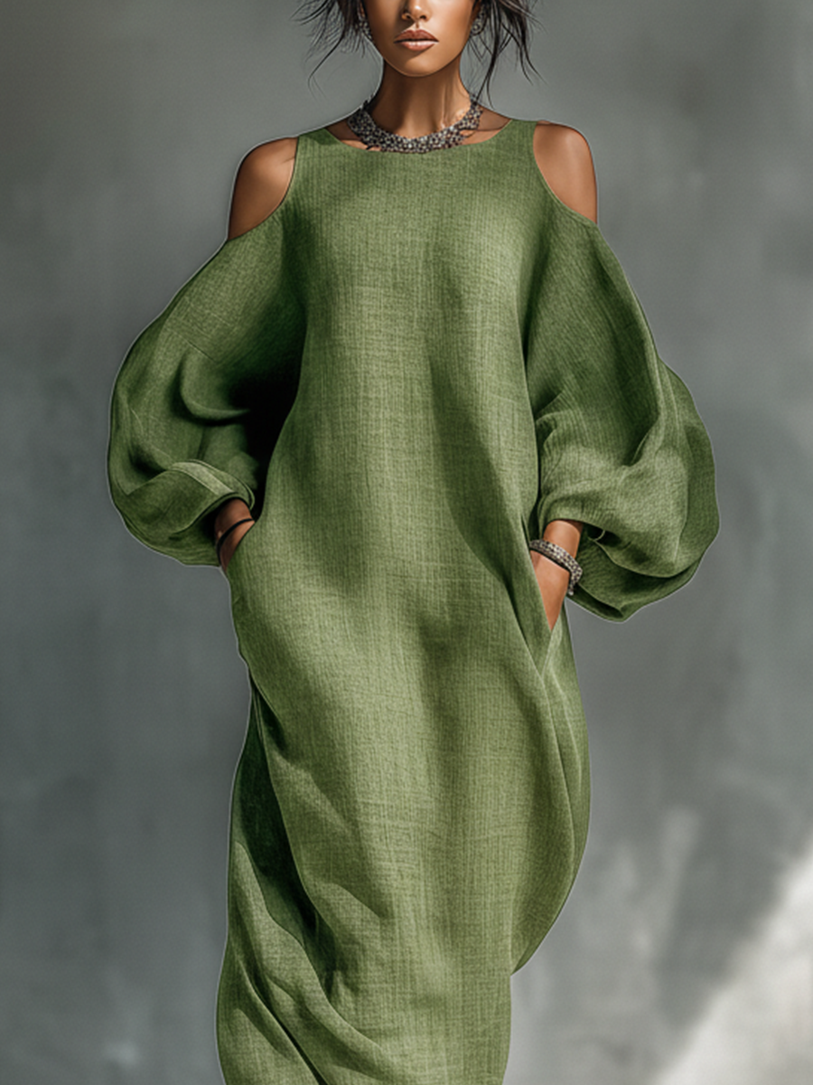 Georgina - Vestido Maxi Verde Claro Off-Shoulder