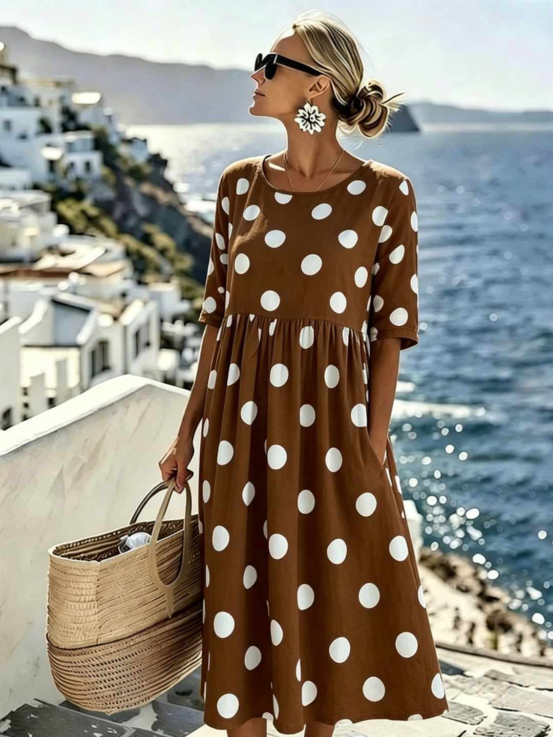 Penélope™ | Vestido Midi Clásico de Lunares