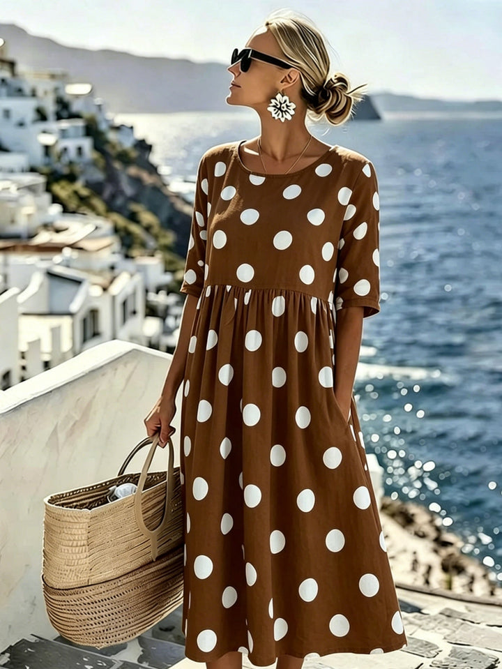 Penélope™ | Vestido Midi Clásico de Lunares
