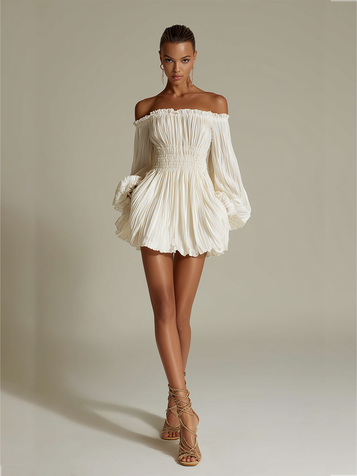Lily - Vestido Plisado Marfil