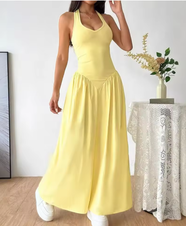Junio - Vestido Largo Amarillo Sin Espalda
