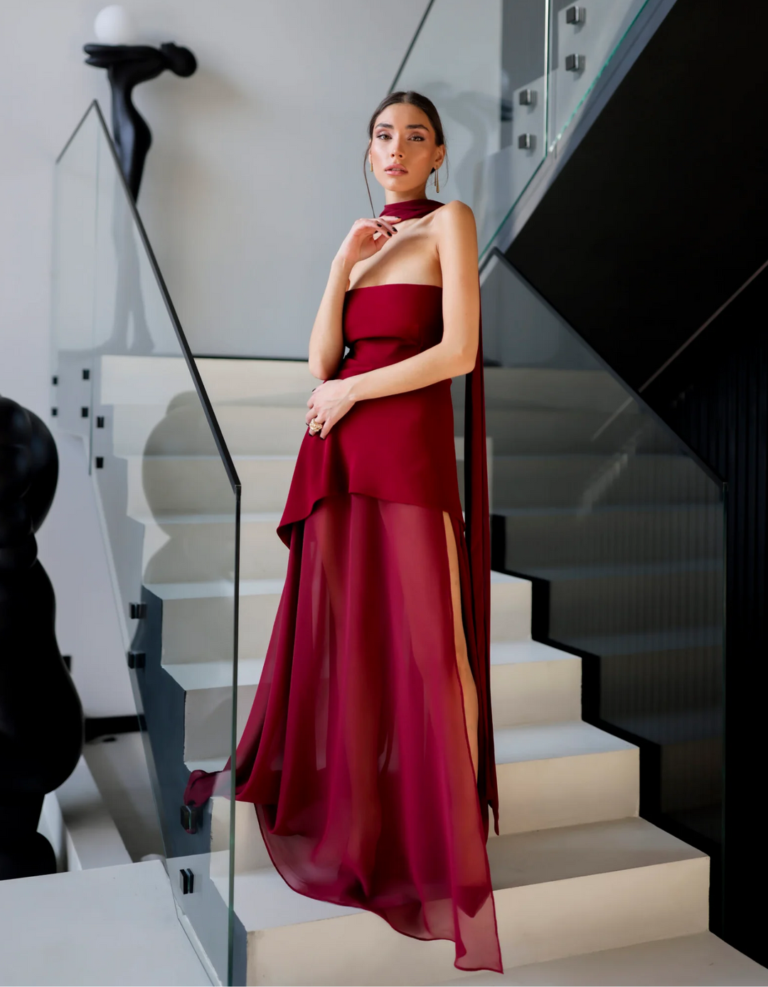 Aylin – Vestido Maxi de Chifón Sin Tirantes