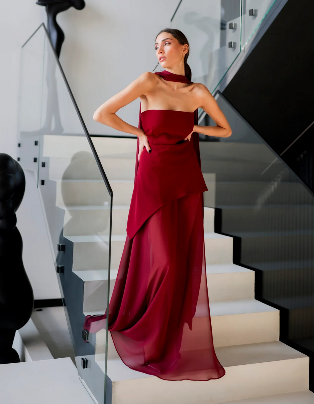 Aylin – Vestido Maxi de Chifón Sin Tirantes
