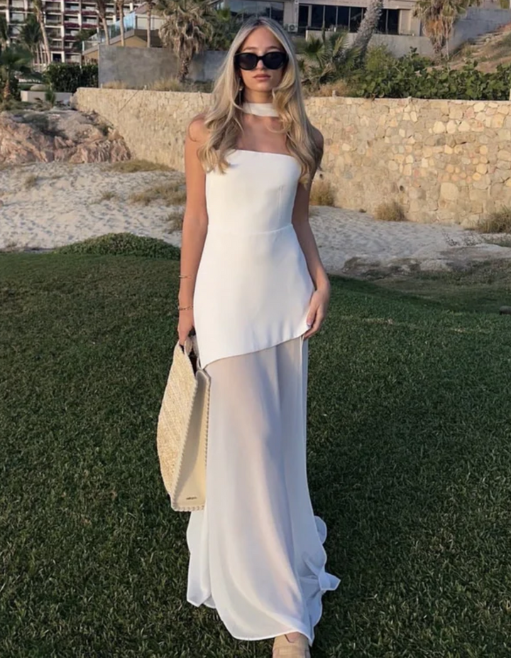 Aylin – Vestido Maxi de Chifón Sin Tirantes