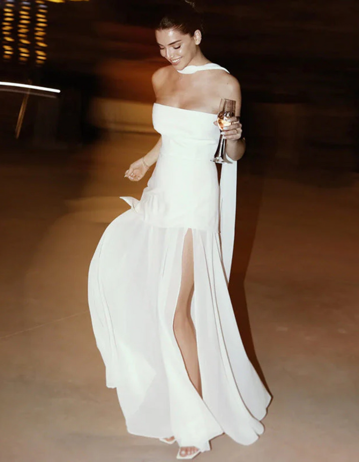 Aylin – Vestido Maxi de Chifón Sin Tirantes