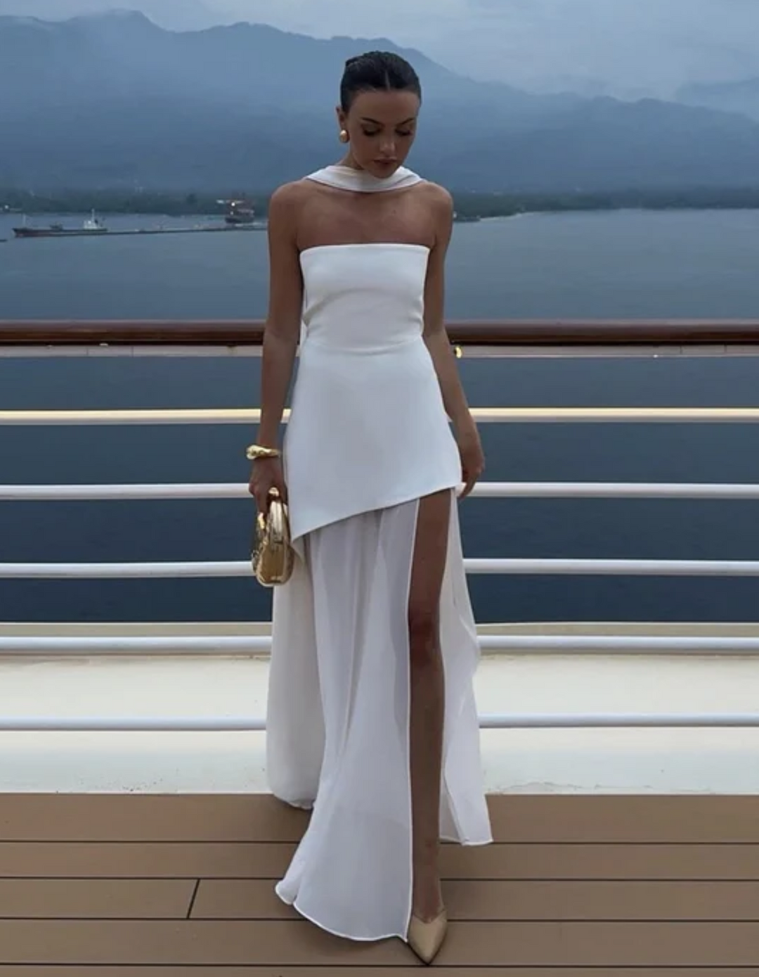 Aylin – Vestido Maxi de Chifón Sin Tirantes