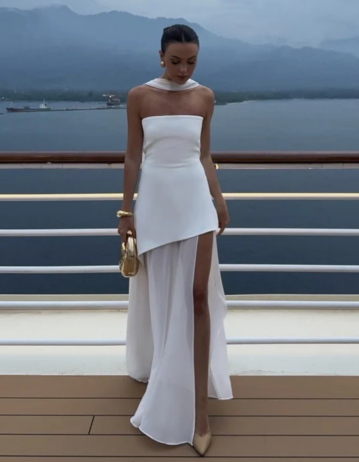 Aylin – Vestido Maxi de Chifón Sin Tirantes